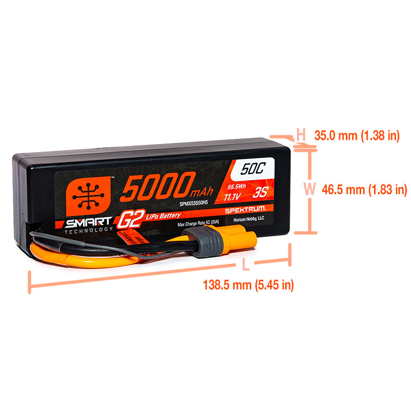 Spektrum SPMX53S50H5 Smart G2 3S 5000mAh 50C Hardcase LiPo IC5