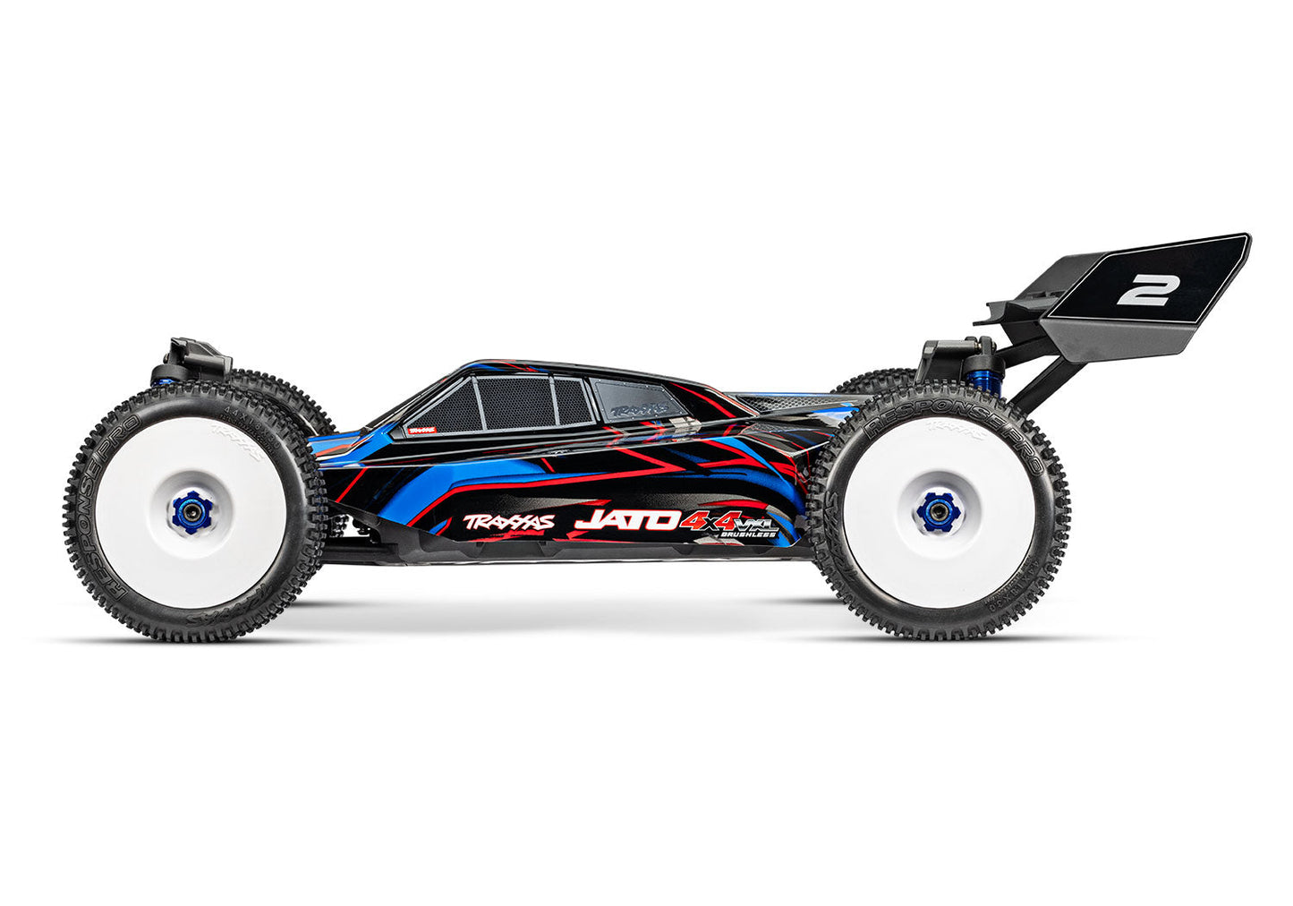 Traxxas Jato 4X4 VXL-4s 90386-4 - Vista lateral Blue